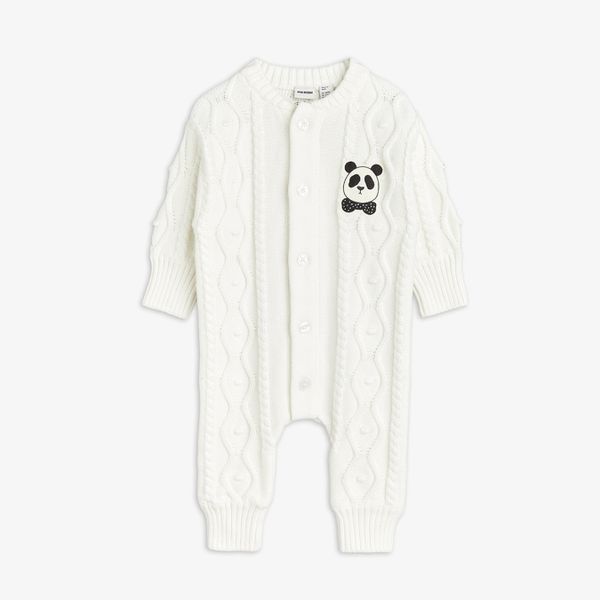 Panda texture knit baby onesie
