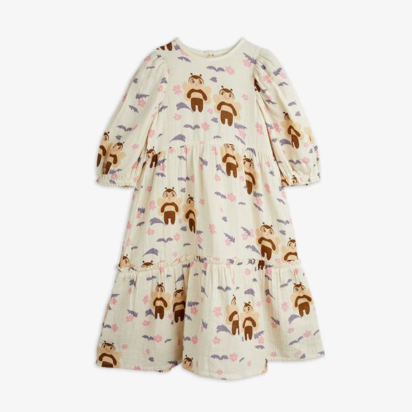 Muslin bee woven puff sleeve dress
