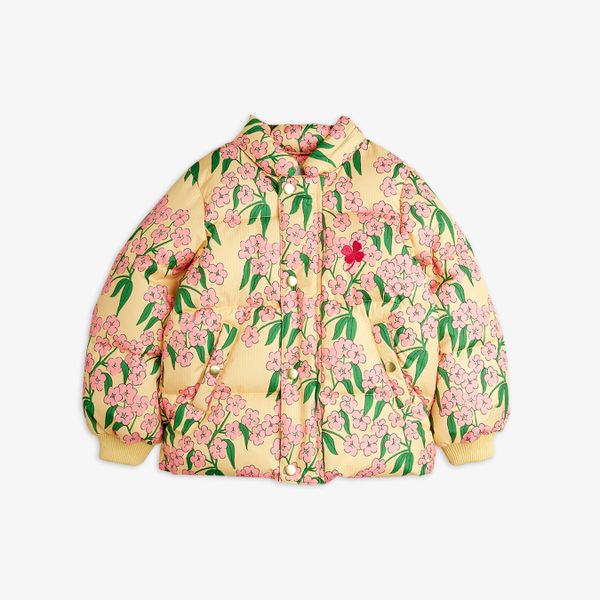 Alpine flowers hooded puffer jacket