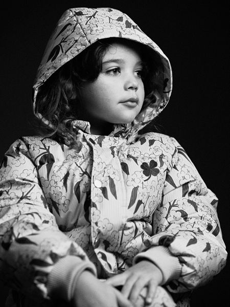 Alpine flowers hooded puffer jacket