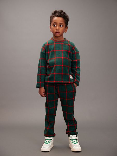 Plaid fleece trousers