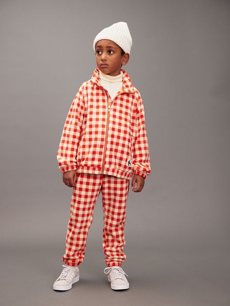 Gingham fleece jacket