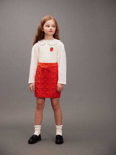 Texture knit bow skirt