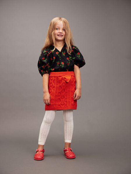 Texture knit bow skirt