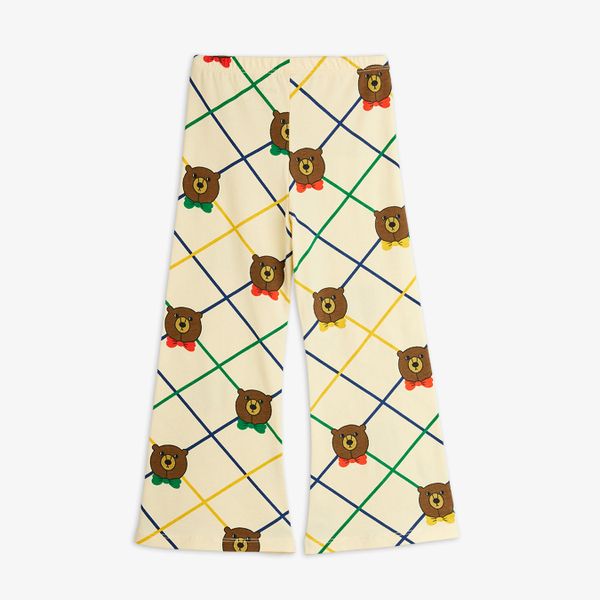 Bear check flared trousers