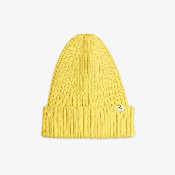Knitted rib fold up hat