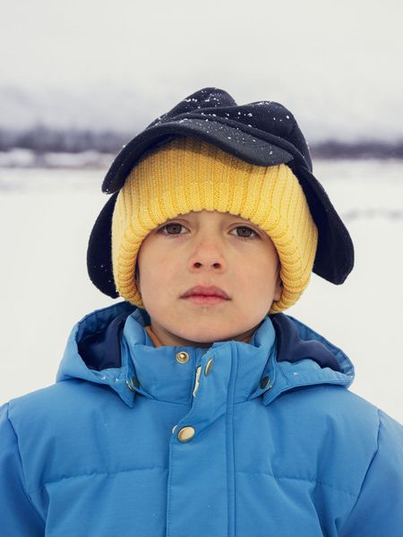 Knitted rib fold up hat