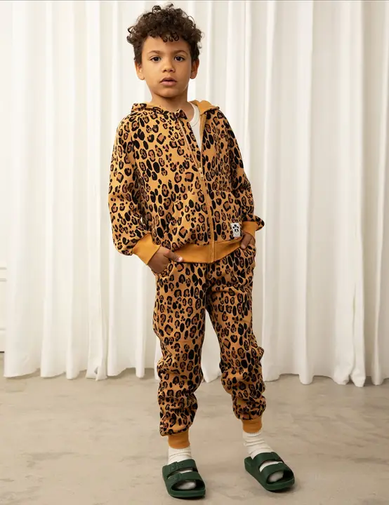 Basic Leopard Zip Hoodie