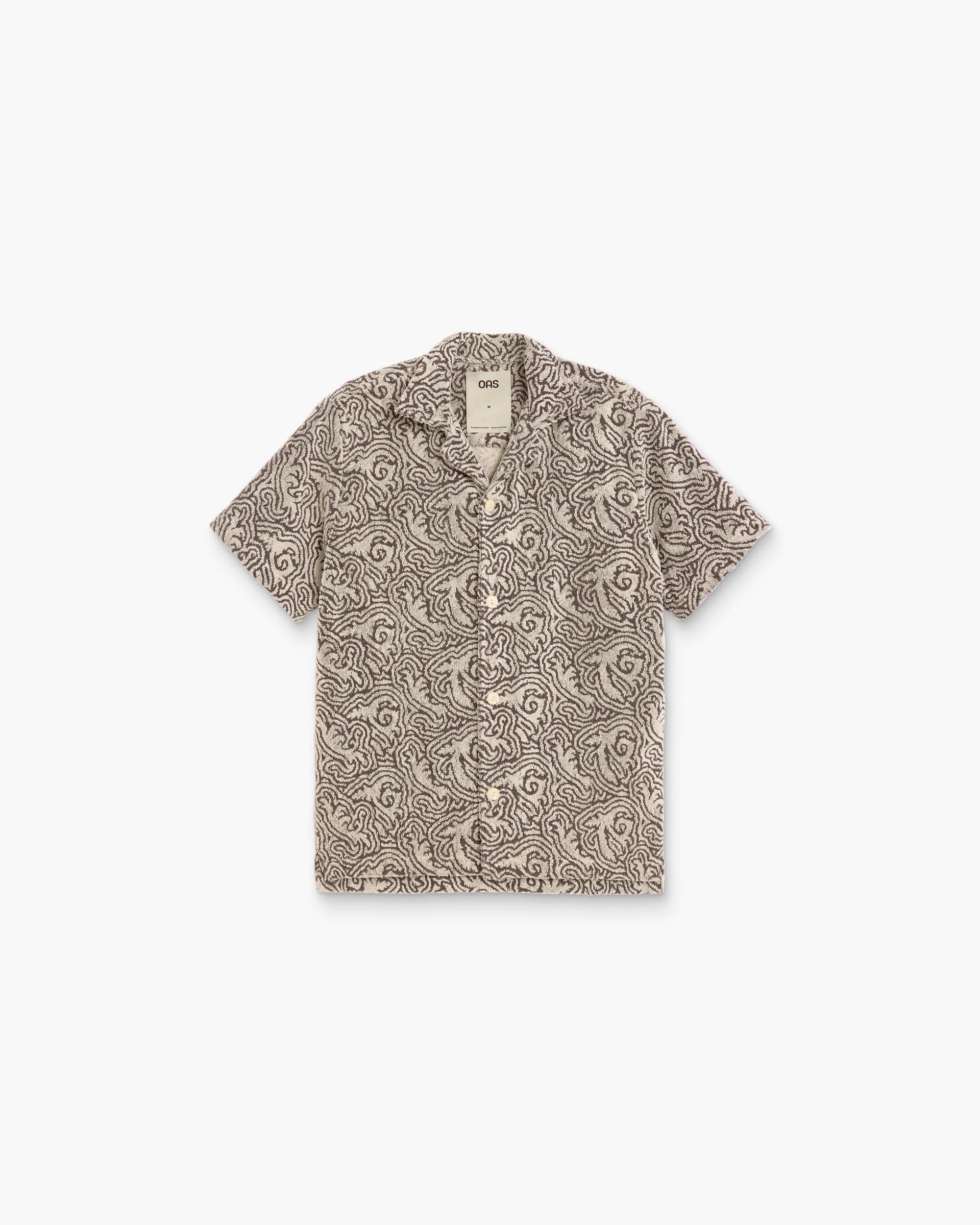 Ivory Squiggle Cuba Shirt Ecru