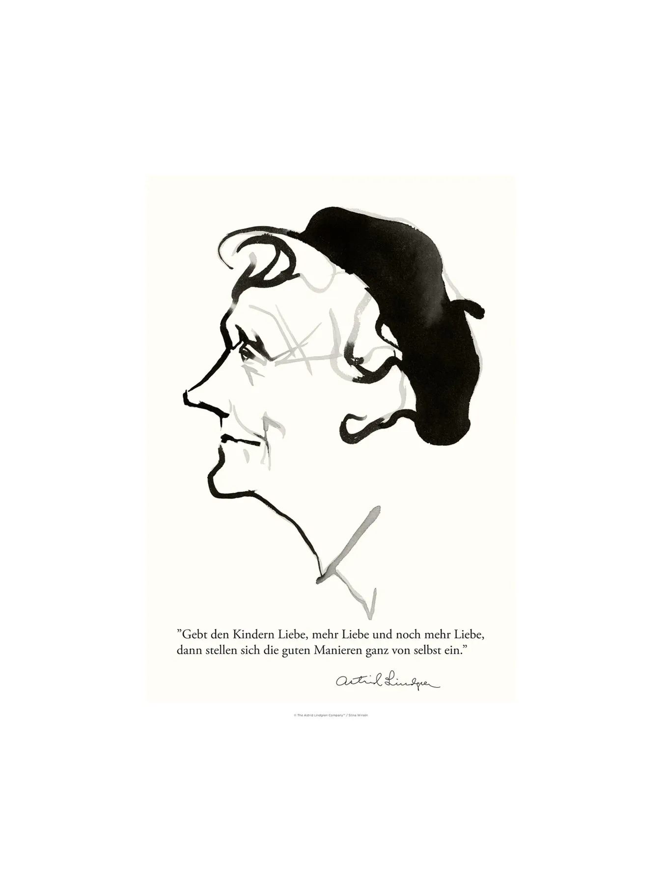 Poster Astrid Lindgren Gebt den Kindern Liebe - 50x70 cm - (på Tyska)