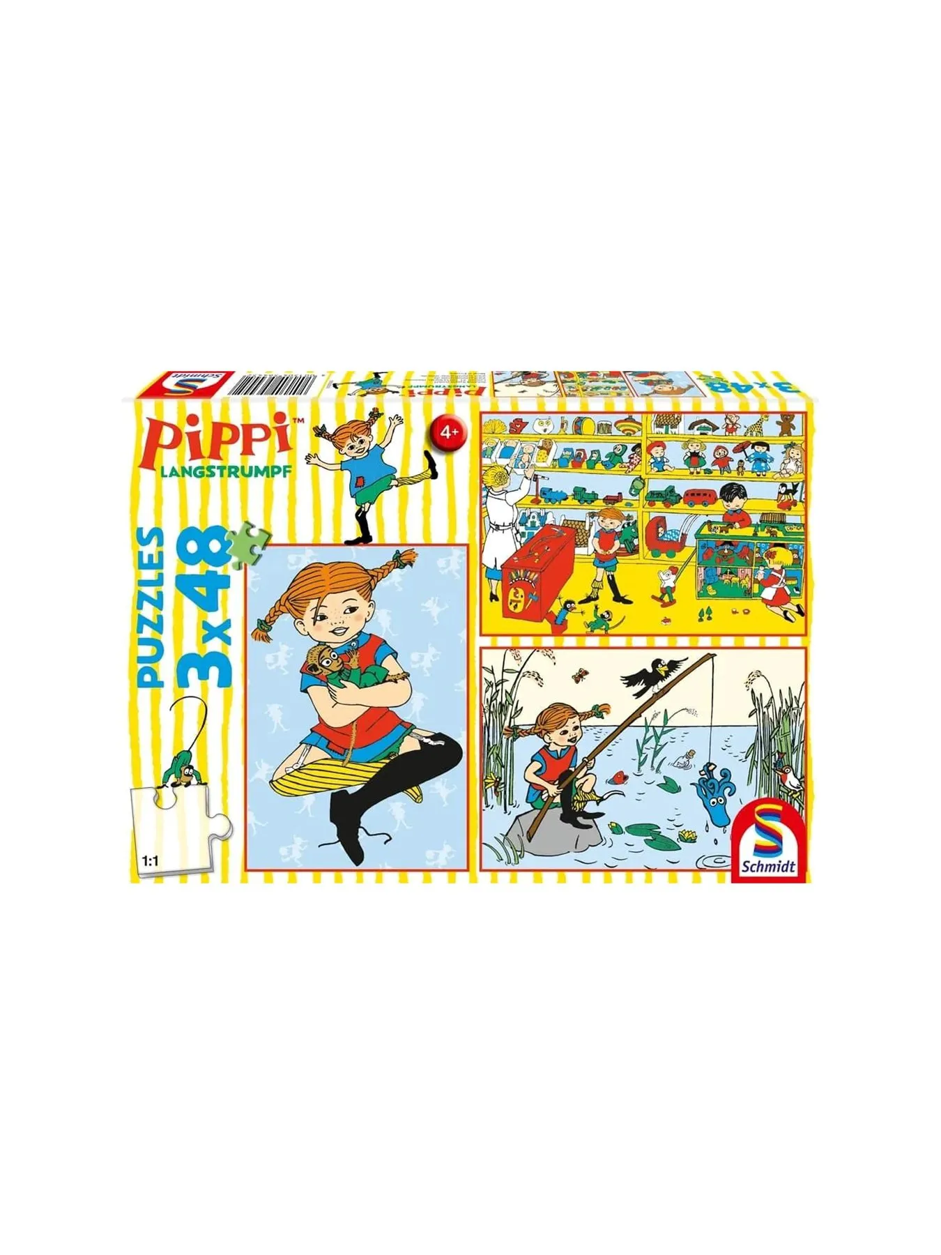 3x48-teiliges Kinderpuzzle Pippi Langstrumpf