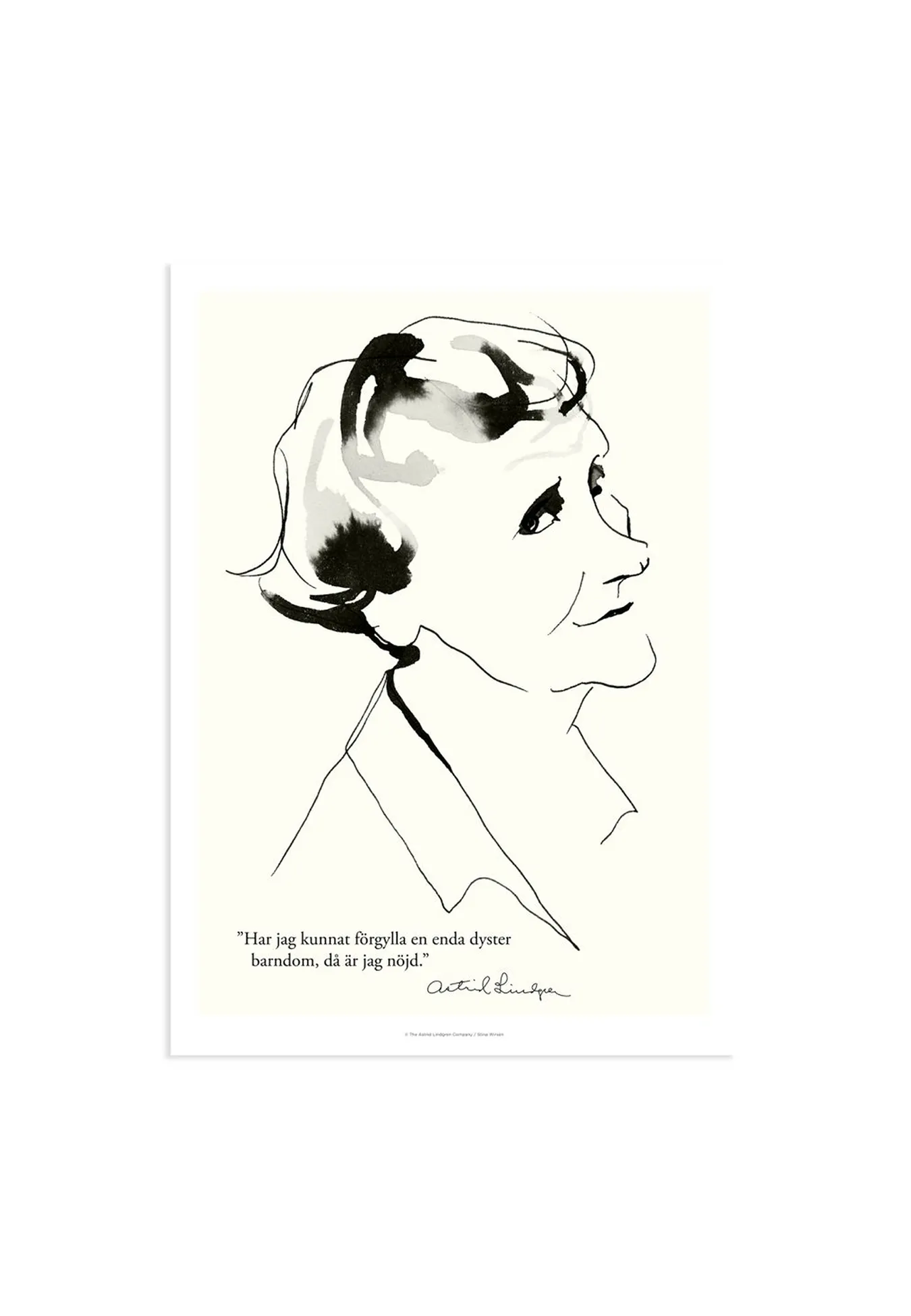 Poster Astrid Lindgren - Dann bin ich zufrieden - 13x18 cm